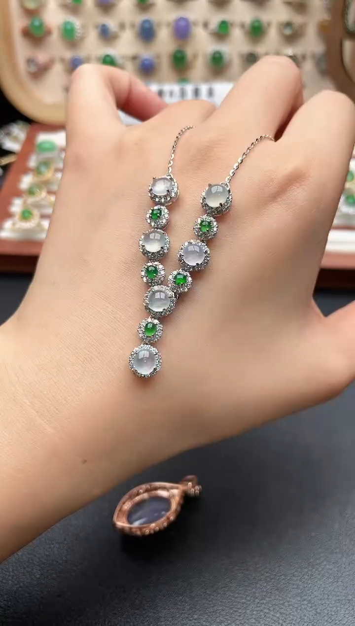 吊坠(不含链)银S925镶嵌翡翠一物一证一证
