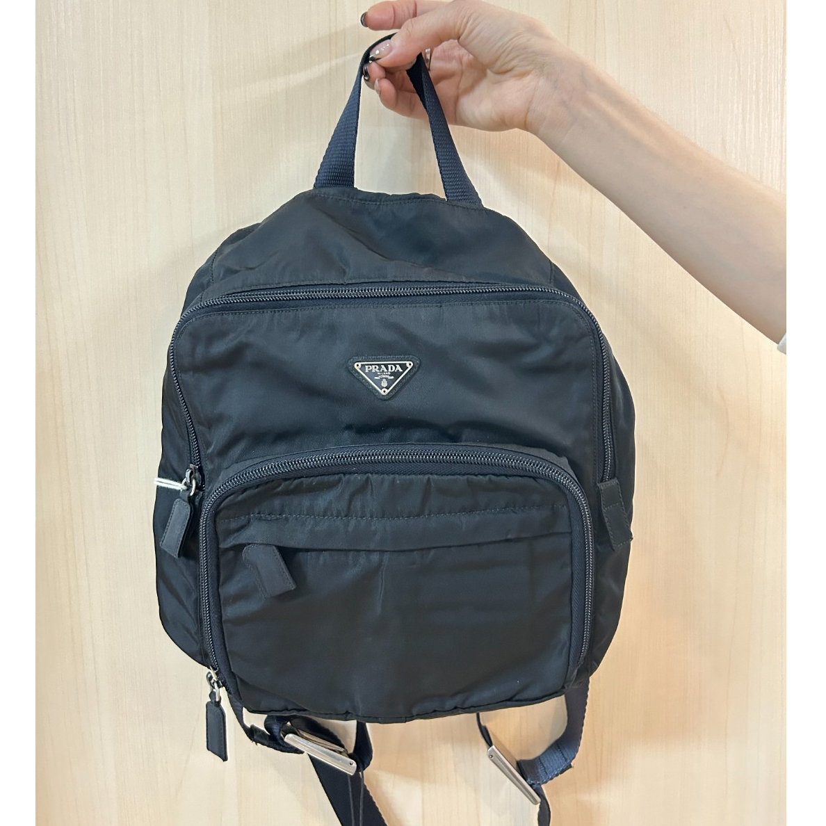 95新 Prada/普拉达 黑色双肩包/云海优选/H06556
