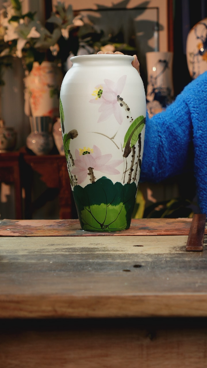 【闪购商品】瓷片景德镇纯手工釉下彩精品花瓶