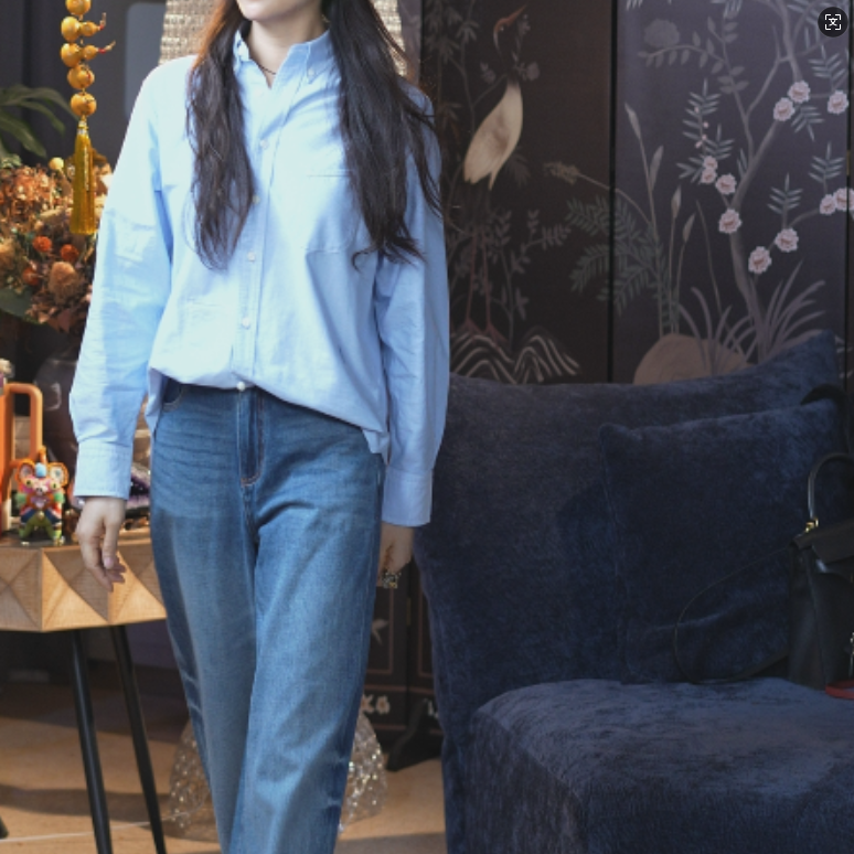 【银座蓝尚】高质感牛津纺时尚休闲通勤设计师款衬衫秋冬牛仔衬衣