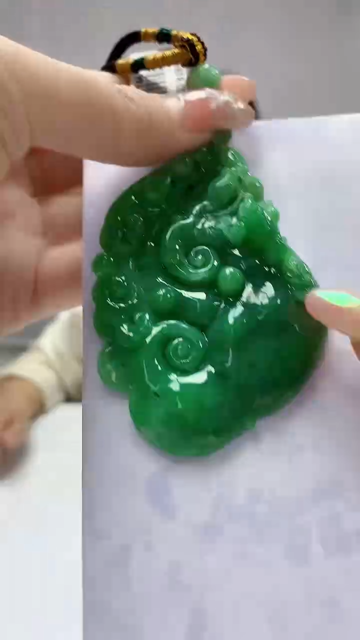 【闪购商品】定制翡翠未镶嵌4829DD-毛货挂件如意40