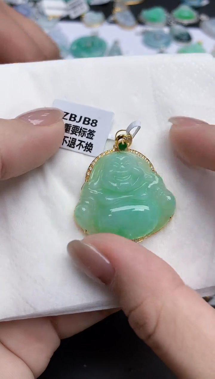 【闪购商品】翡翠颈饰18K金镶嵌天然缅甸翡翠A货