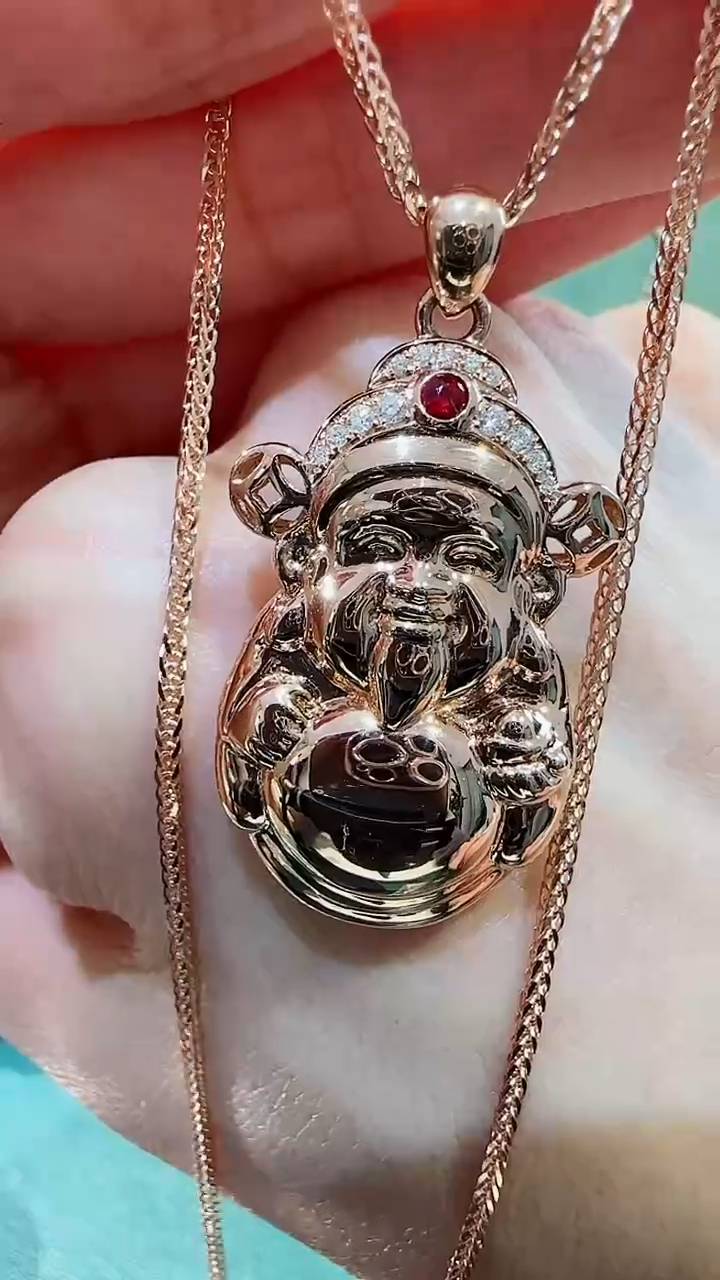 【闪购商品】钻石吊坠(不含链)18K金镶嵌18K金钻石财神吊坠
