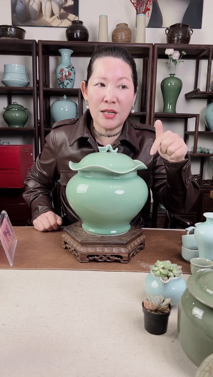 【闪购商品】杯纯手工 梅青 荷叶盖罐B