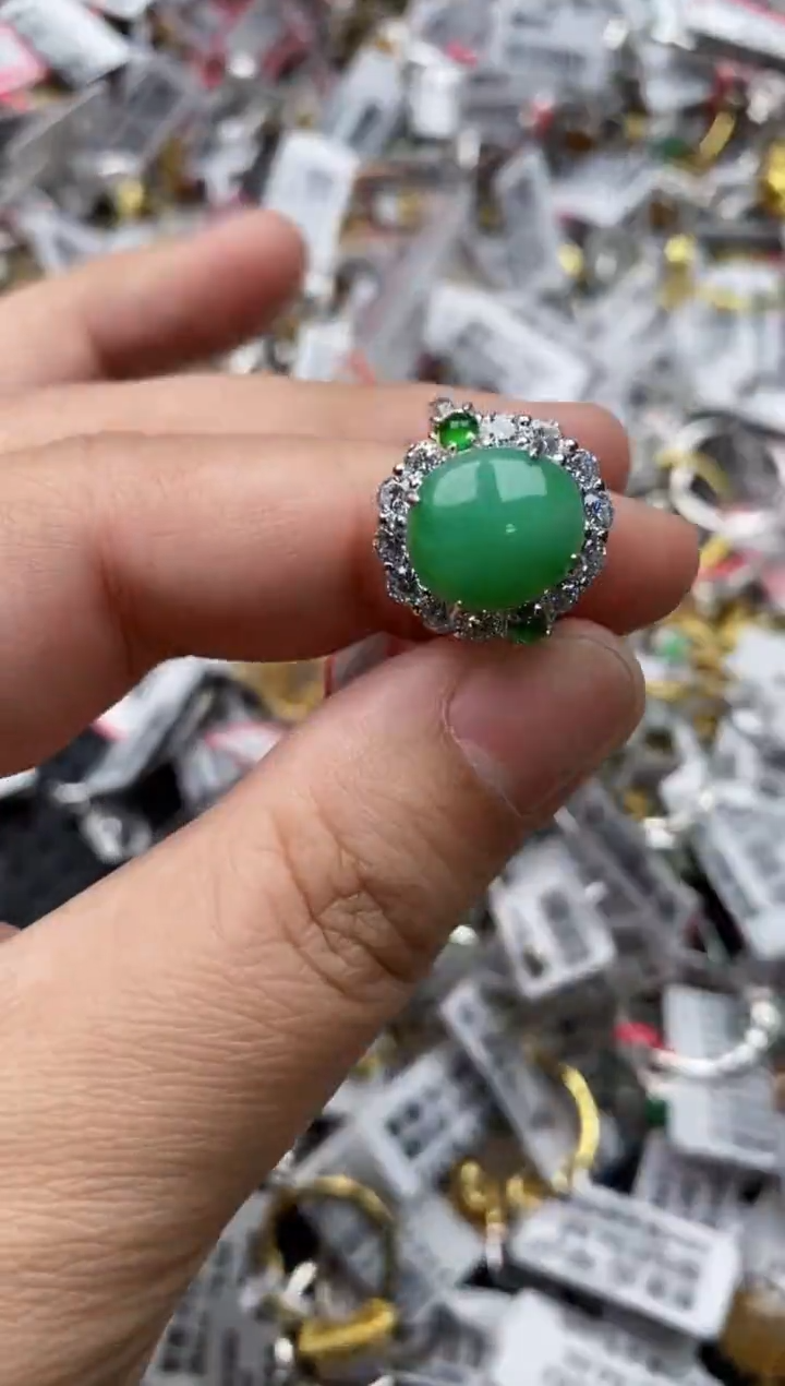 【闪购商品】翡翠戒指银S925镶嵌99999---5