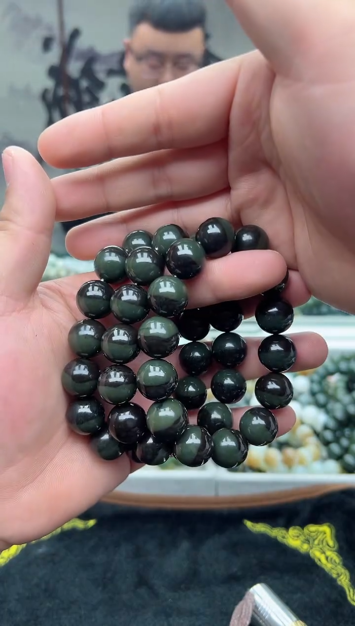 【闪购商品】和田玉手串未镶嵌沙枣青聚宝盆16拍一发一，多样性发货