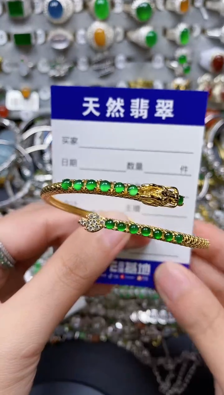 【闪购商品】翡翠手镯银S925镶嵌0405