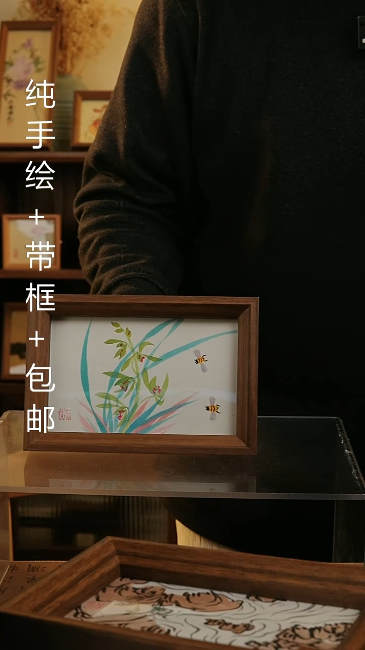 【闪购商品】国画12*17纯手绘国风国画摆台