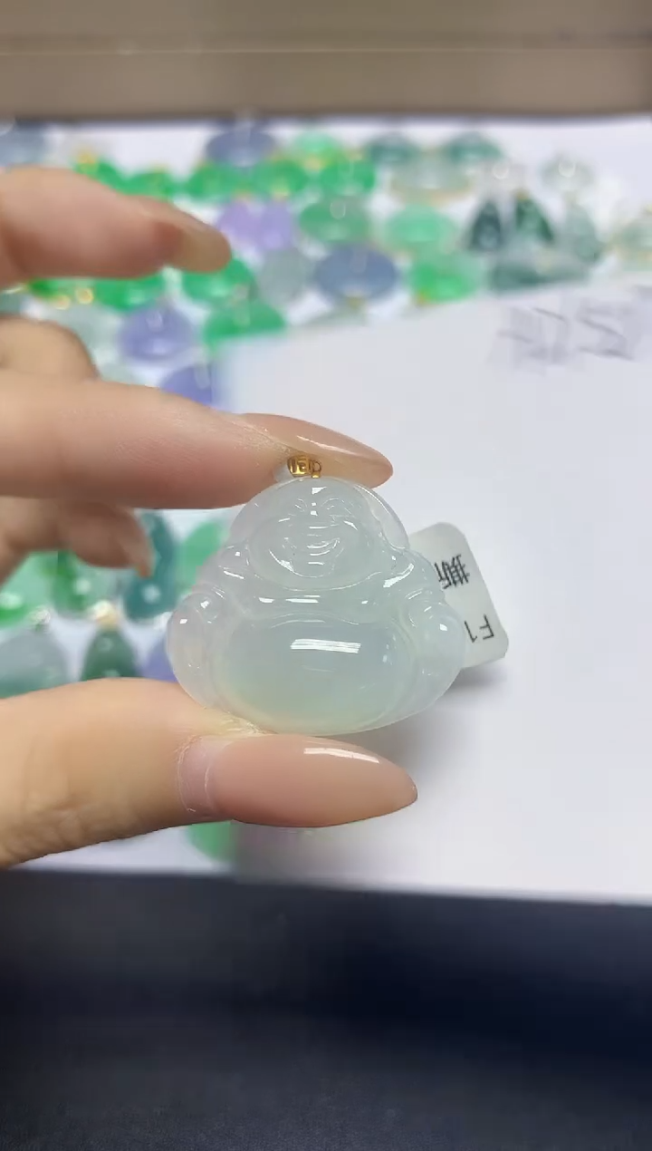 颈饰18K金镶嵌翡翠天然缅甸翡翠A货翡翠百元以上9元证书费自理