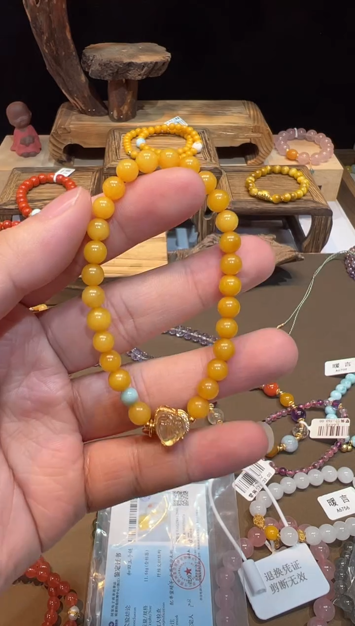 未镶嵌琥珀手链手饰@@E6867