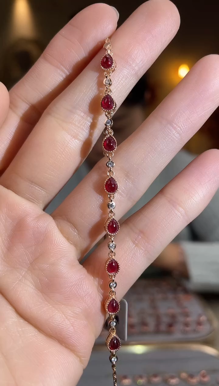 银S925镶嵌手链·红宝石手链