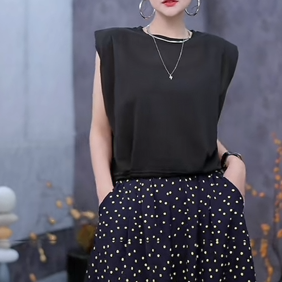 月月推荐 /02611 夏季新款女装设计师款女士无袖T恤洋气百搭时尚