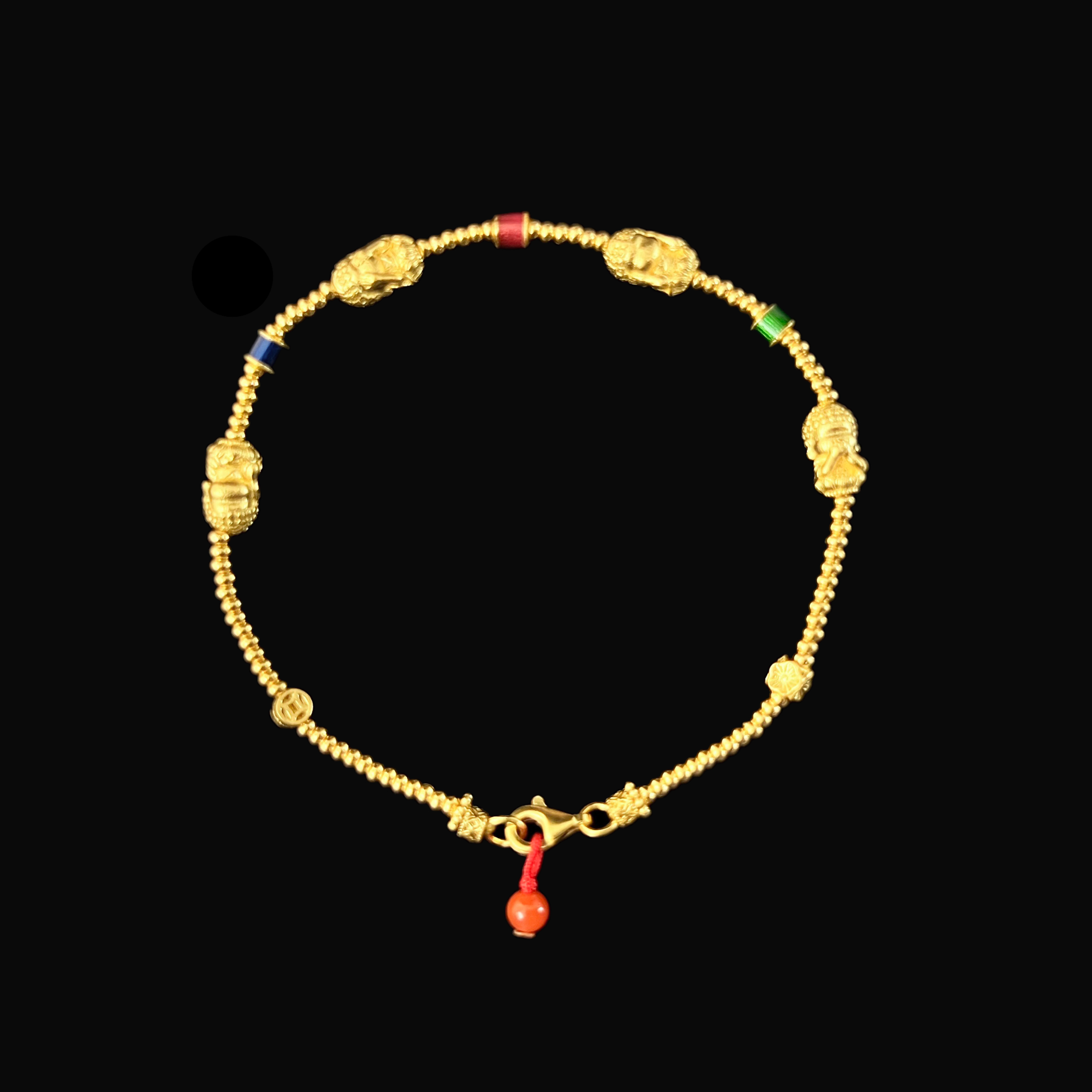 足金南红四不佛手链长16.5-17cm四不4.7*8.0mm珠径1.8mm金重7.6g+