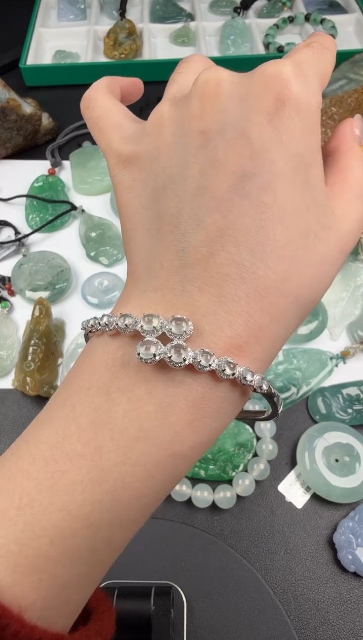银S925镶嵌手镯翡翠翡翠饰品-248