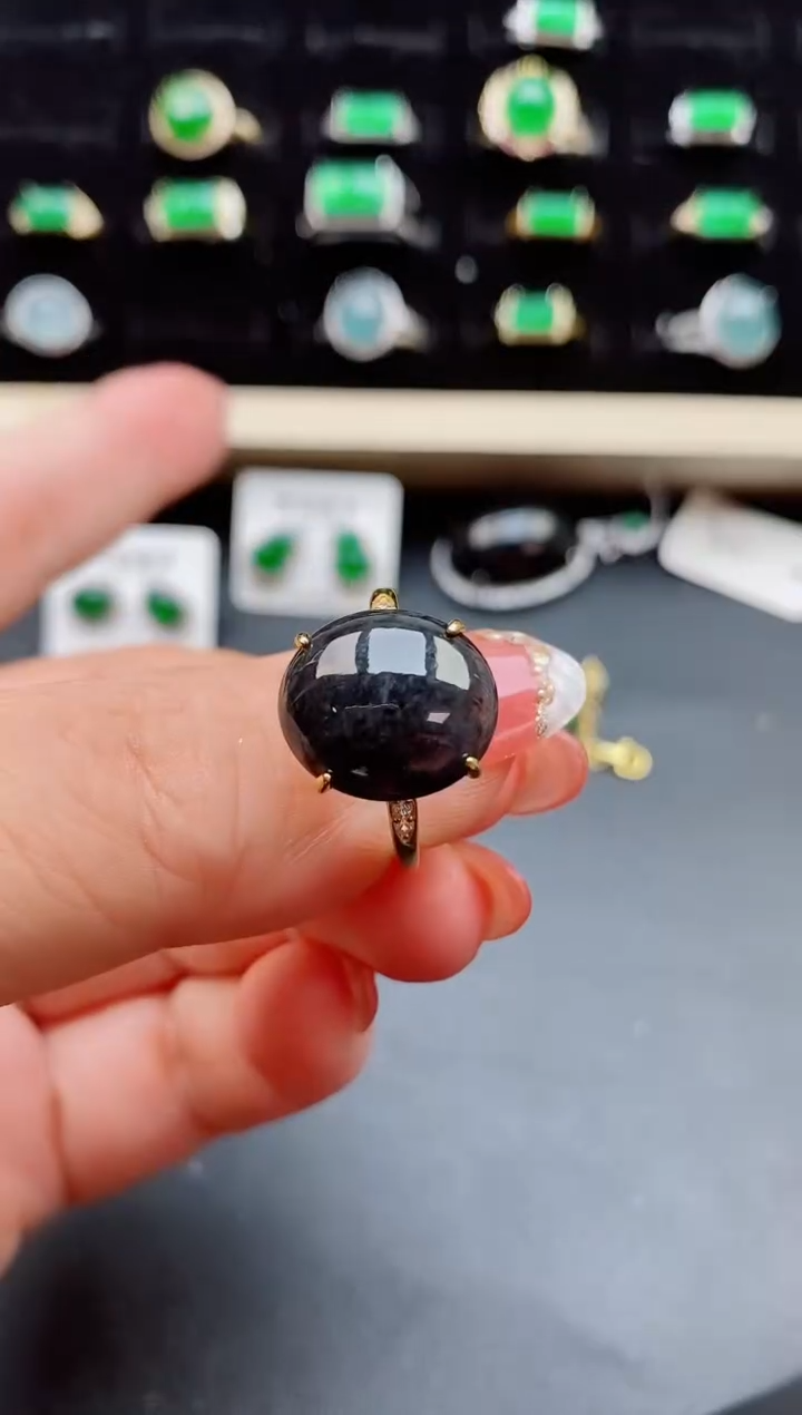 【闪购商品】翡翠戒指银S925镶嵌585500