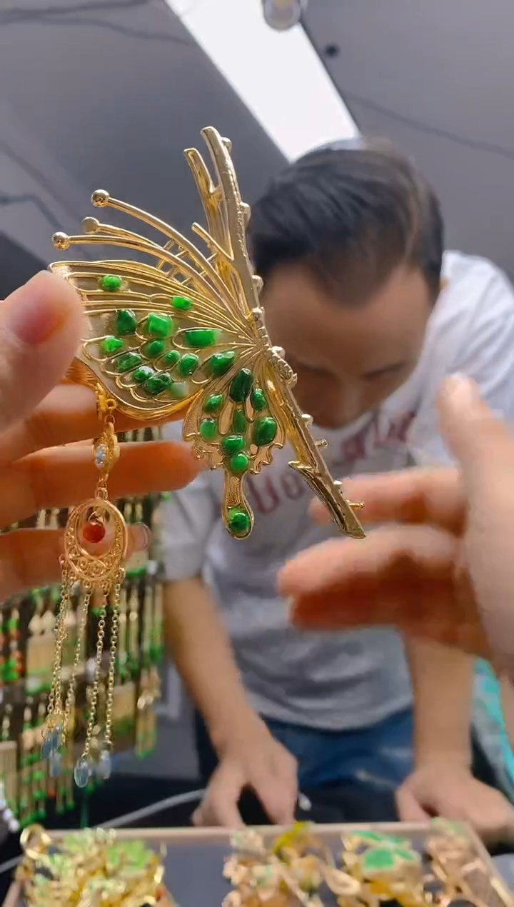 【闪购商品】翡翠耳饰合金0180翡翠发簪