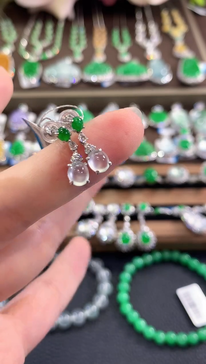 18K金镶嵌翡翠耳饰b73多样性一件发货