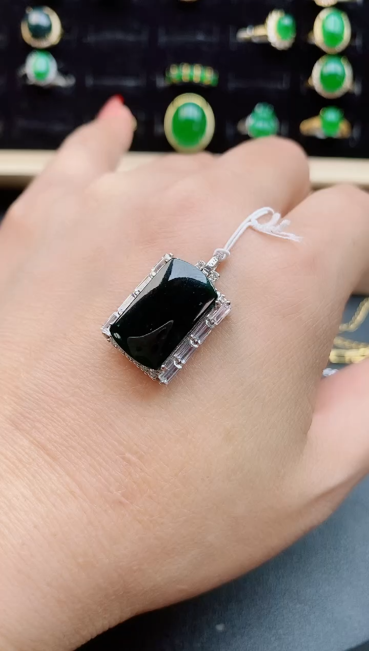 【闪购商品】翡翠吊坠(赠链)银S925镶嵌5085805