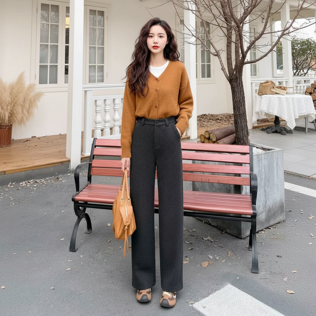 祥好服饰 新款时尚休闲绒窄筒裤 636