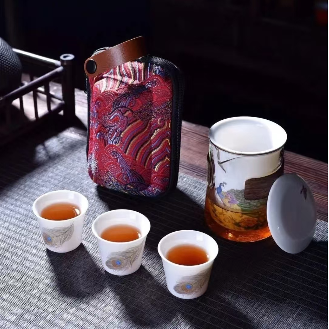 KK0253-孔雀翎旅行茶具套装