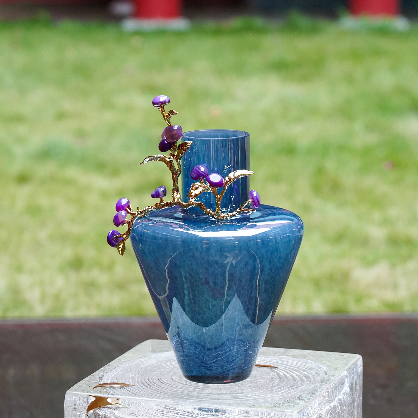 【本尼家】HY59现代轻奢装饰创意水晶插花瓶客厅电视柜饰品玄关摆件