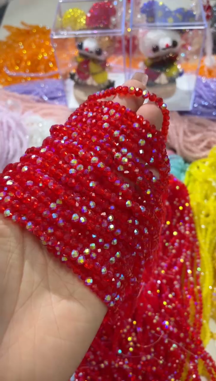 玻璃17142卡4水晶扁10条进口彩大红色