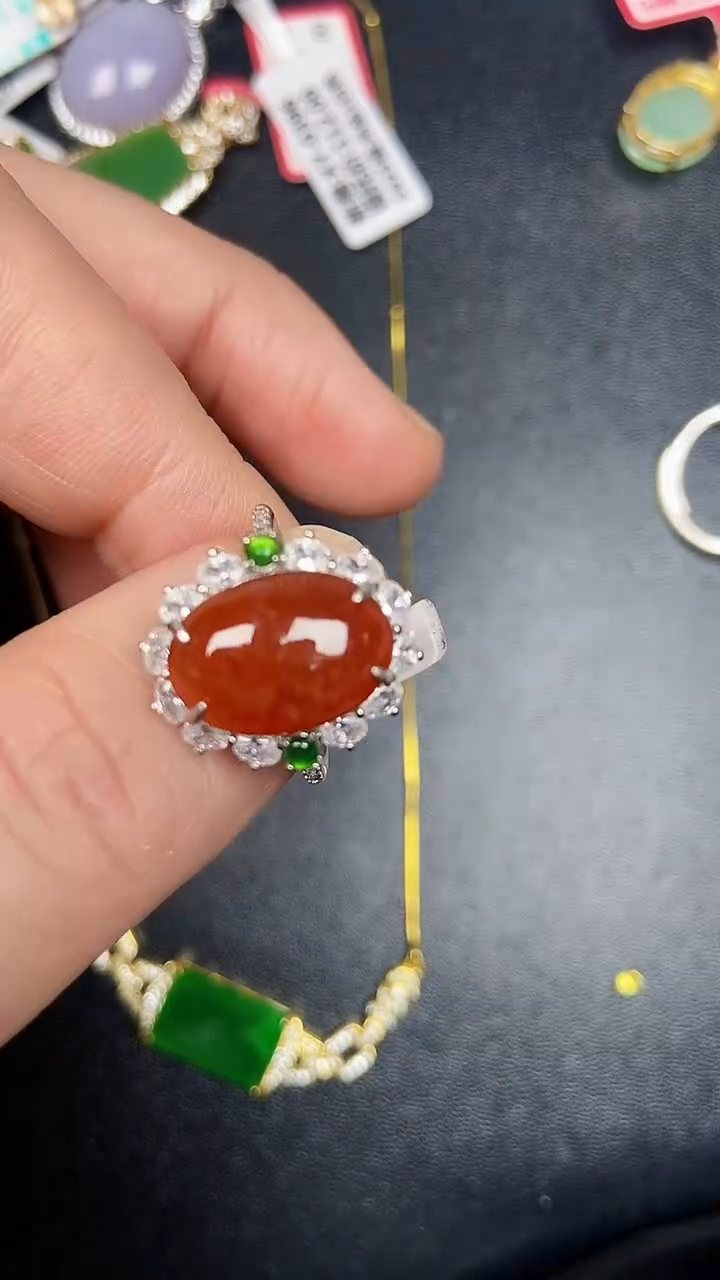 银S925镶嵌戒指翡翠1030