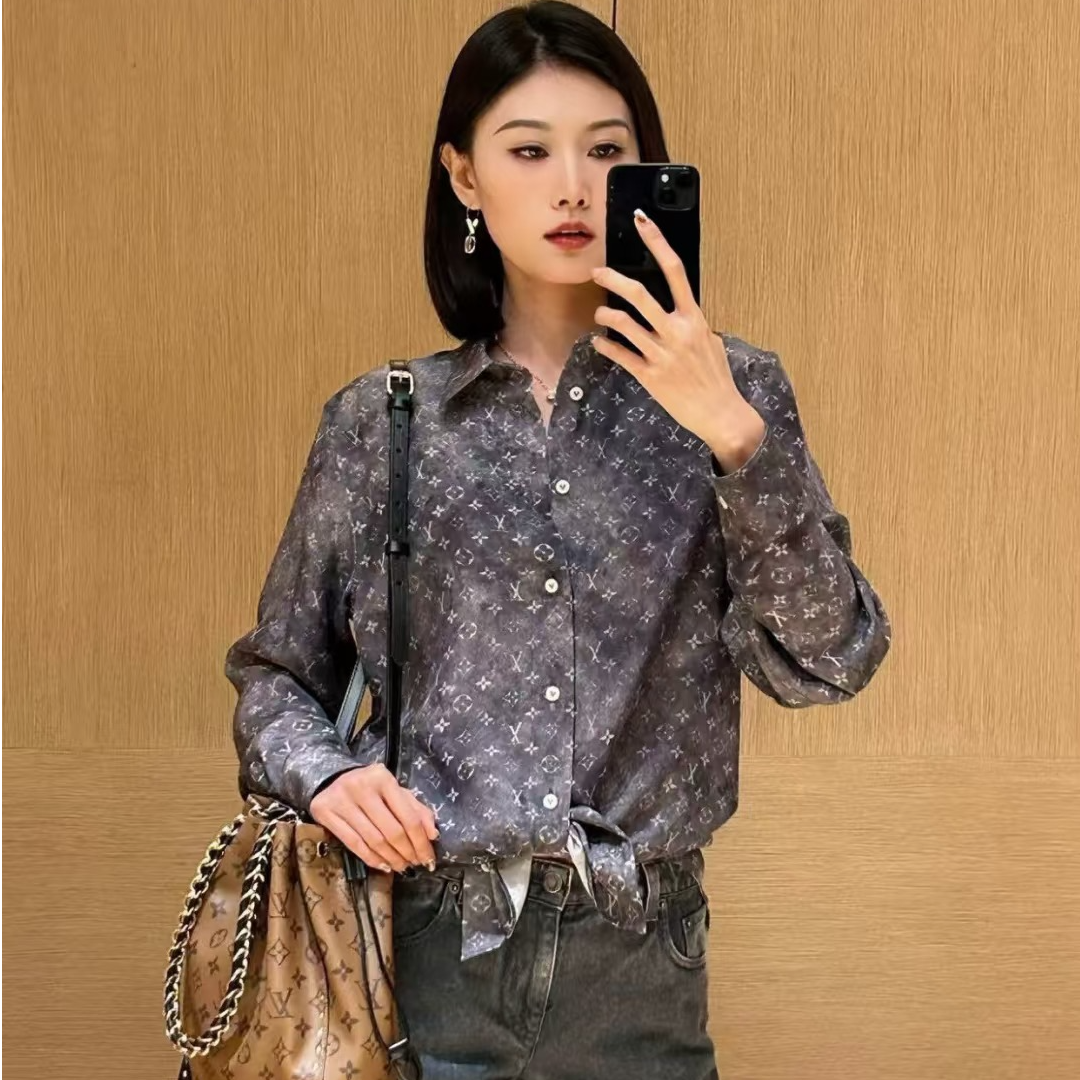 99新 LouisVuitton/路易威登 2509115/38码/晕染满印单排扣衬衫