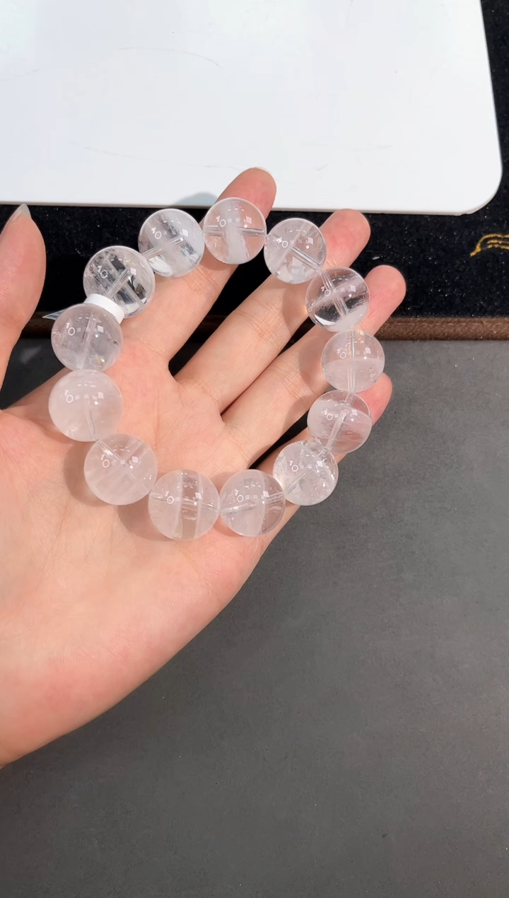 水晶手链未镶嵌22号GP55喜马白幽灵单圈18mm