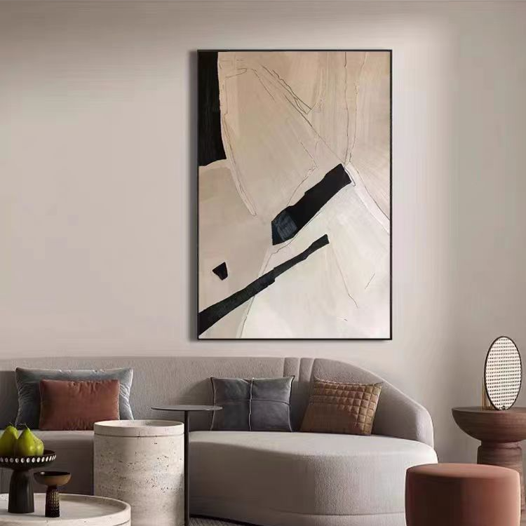 【留白之间】侘寂风砂岩画玄关挂画客厅装饰画日式抽象挂画高级质感