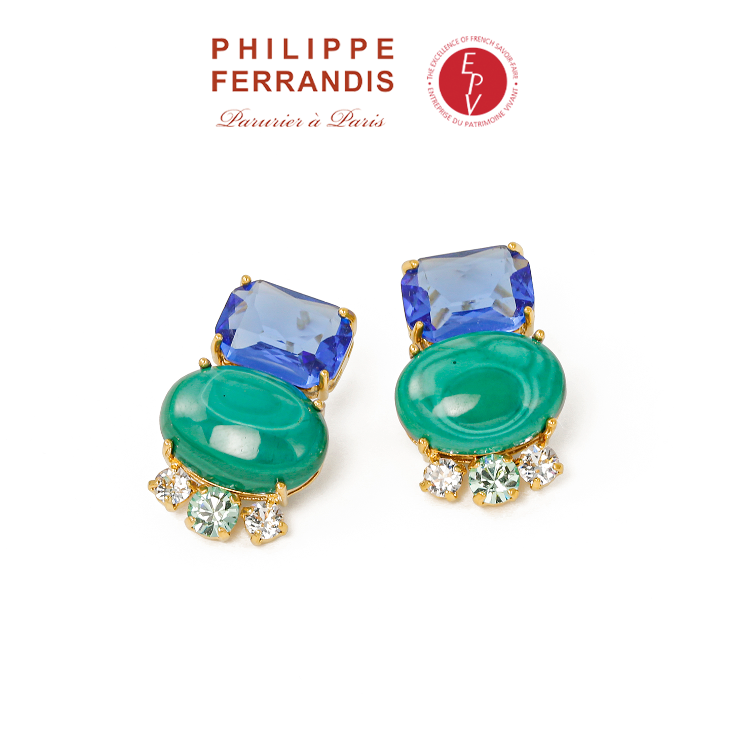 AZLOOK【法国进口】菲昂迪斯蓝调鸢尾高定晚宴系列耳环精致爆闪时尚