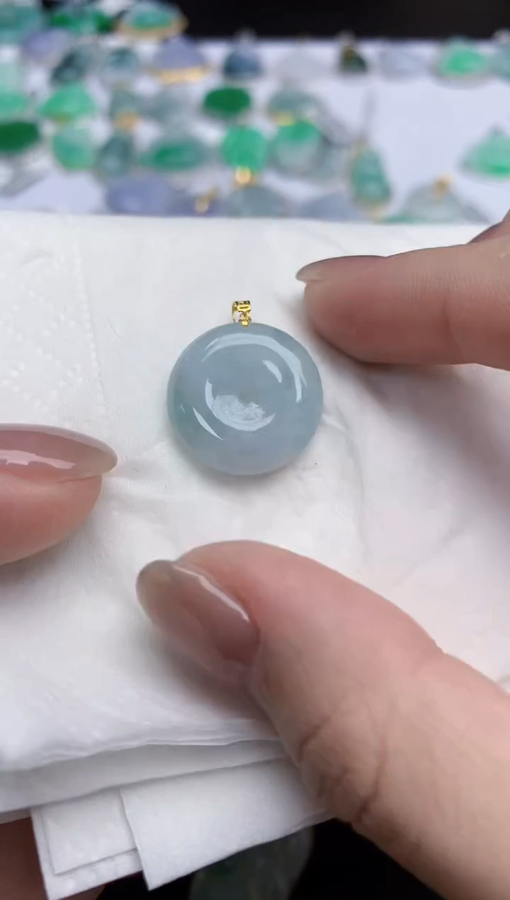 【闪购商品】翡翠颈饰18K金镶嵌天然缅甸翡翠A货