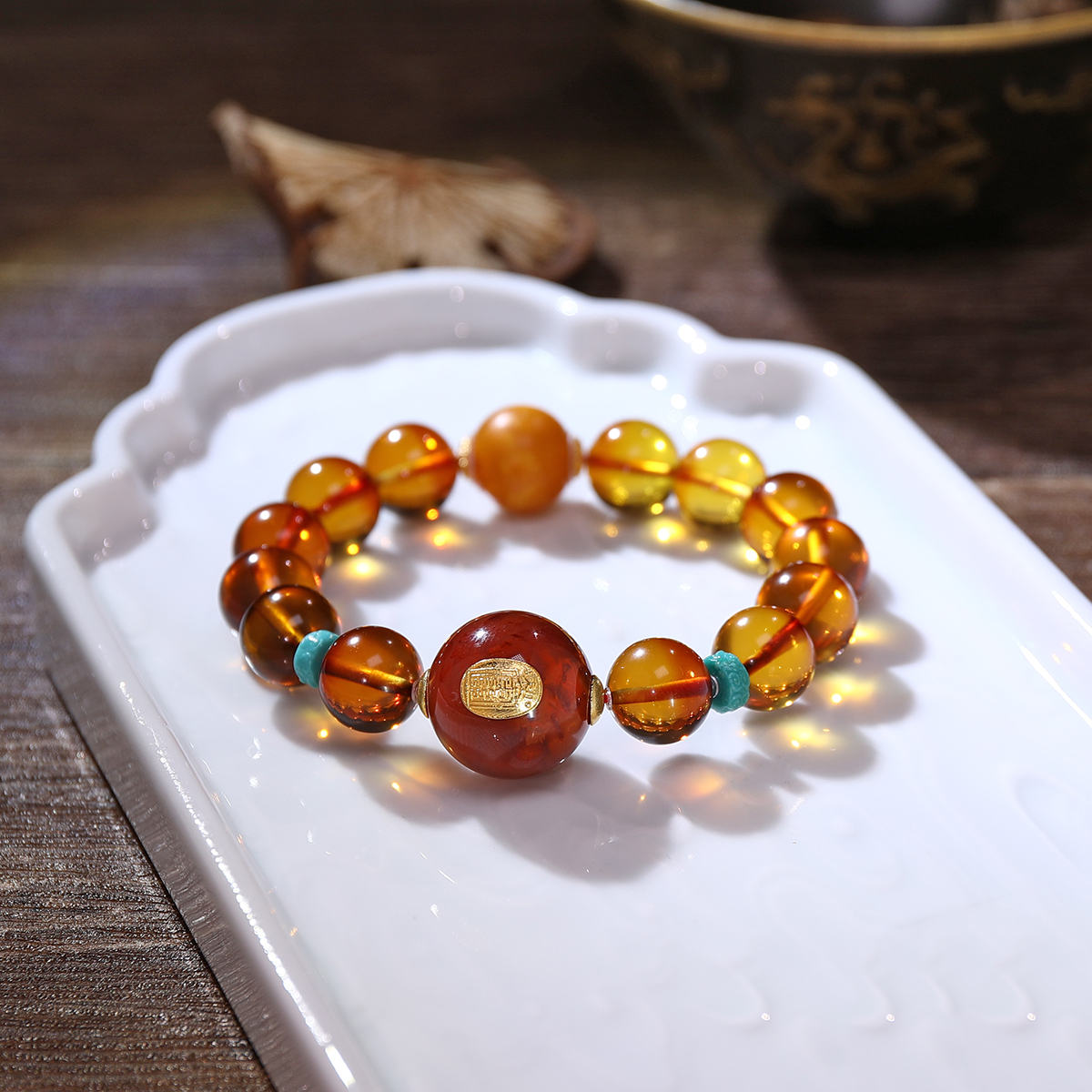 变色龙财珀金福令收藏级琥珀手链S28676-12