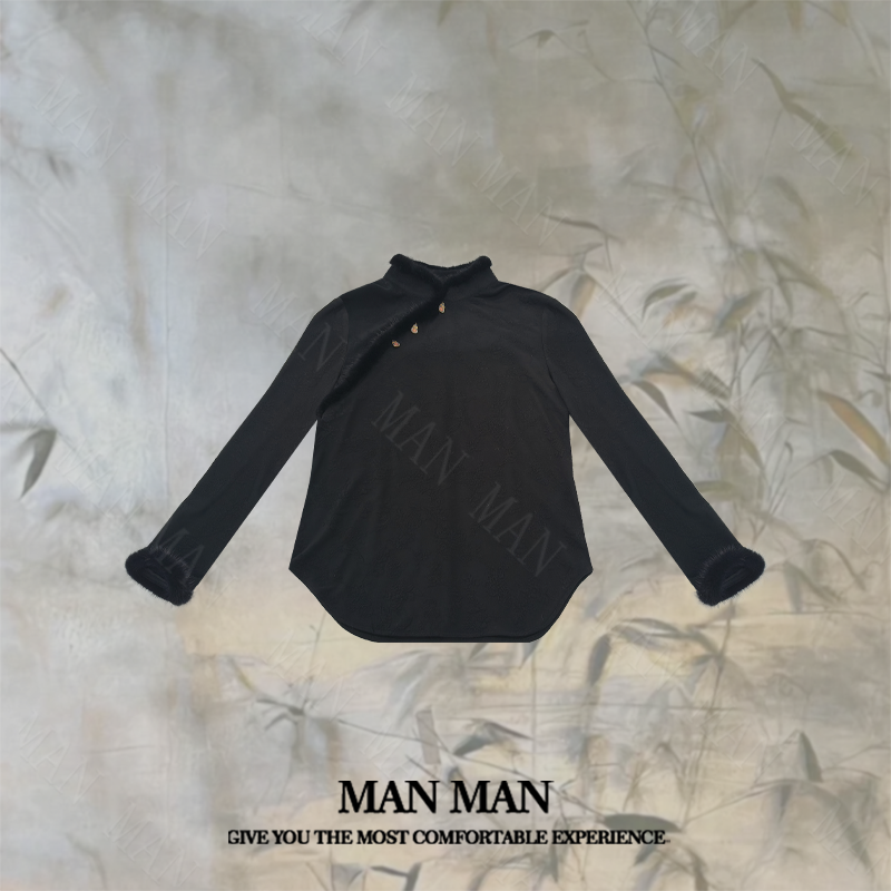 『雪茸蝶笺』满满出品-国风小衫25391气质保暖时尚轻奢水貂毛内搭