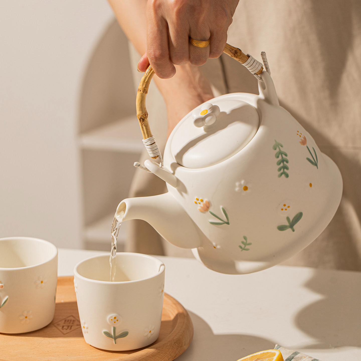 小雏菊茶壶茶具套装陶瓷家用茶壶杯子2025新款结婚订婚新婚礼物