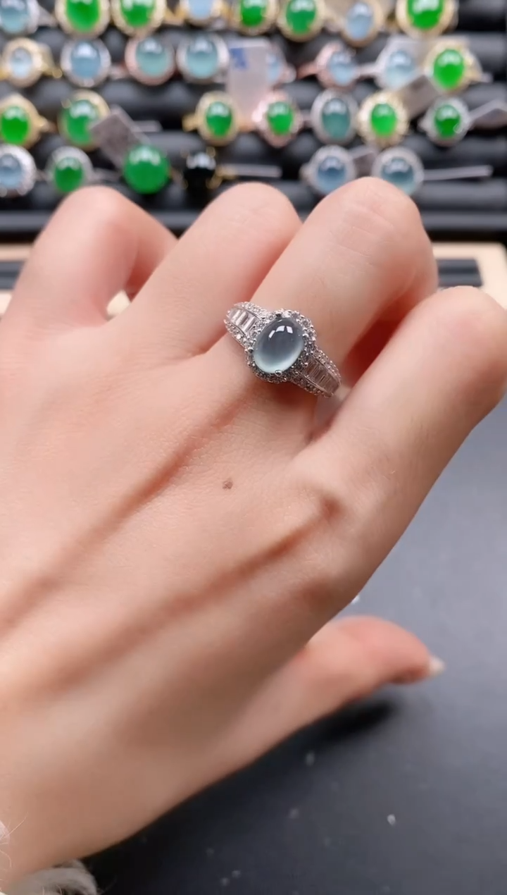 银S925镶嵌戒指翡翠1111111