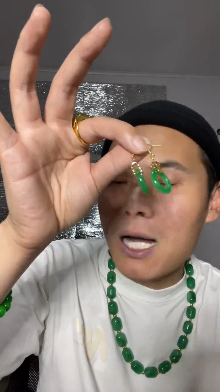 翡翠未镶嵌耳饰【小伍珠宝】缅料耳环