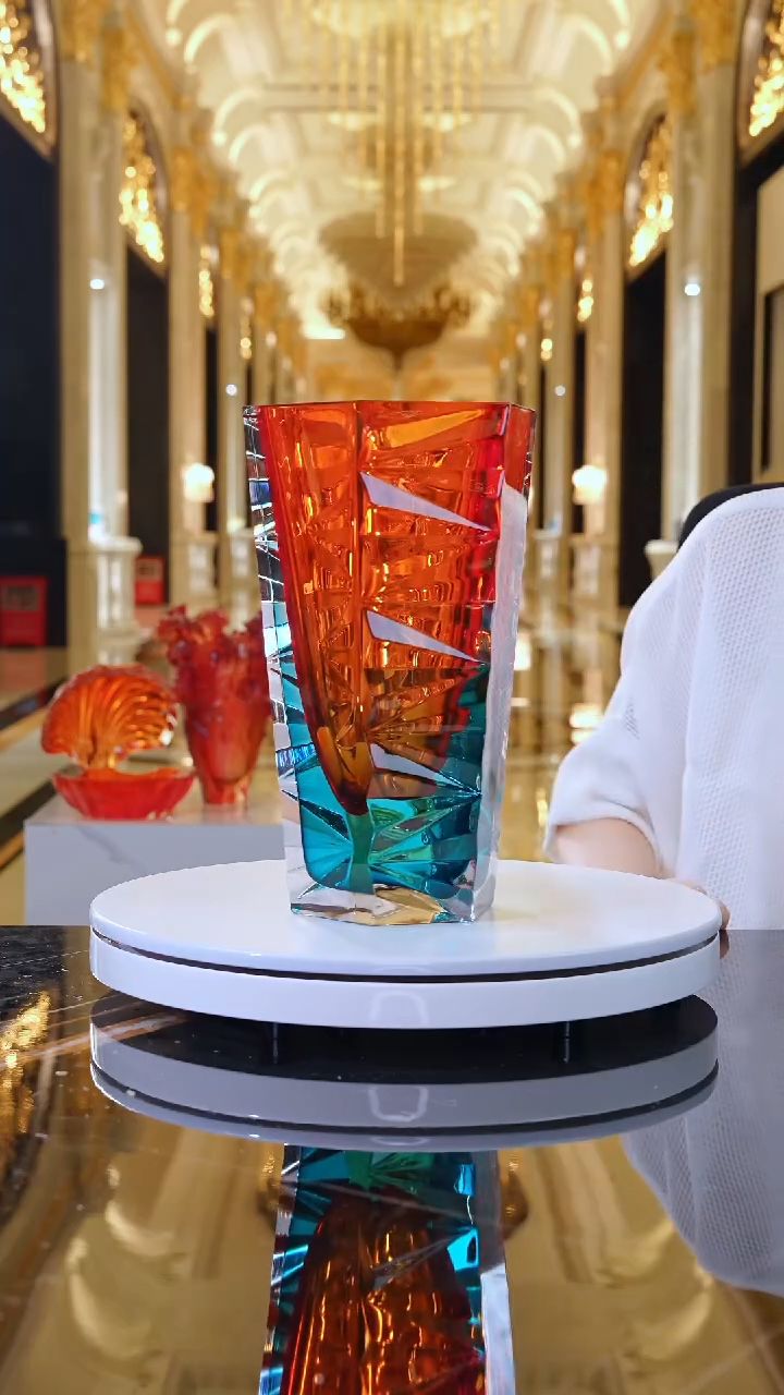 摆件AJ03178橙红色冰岛火山花器