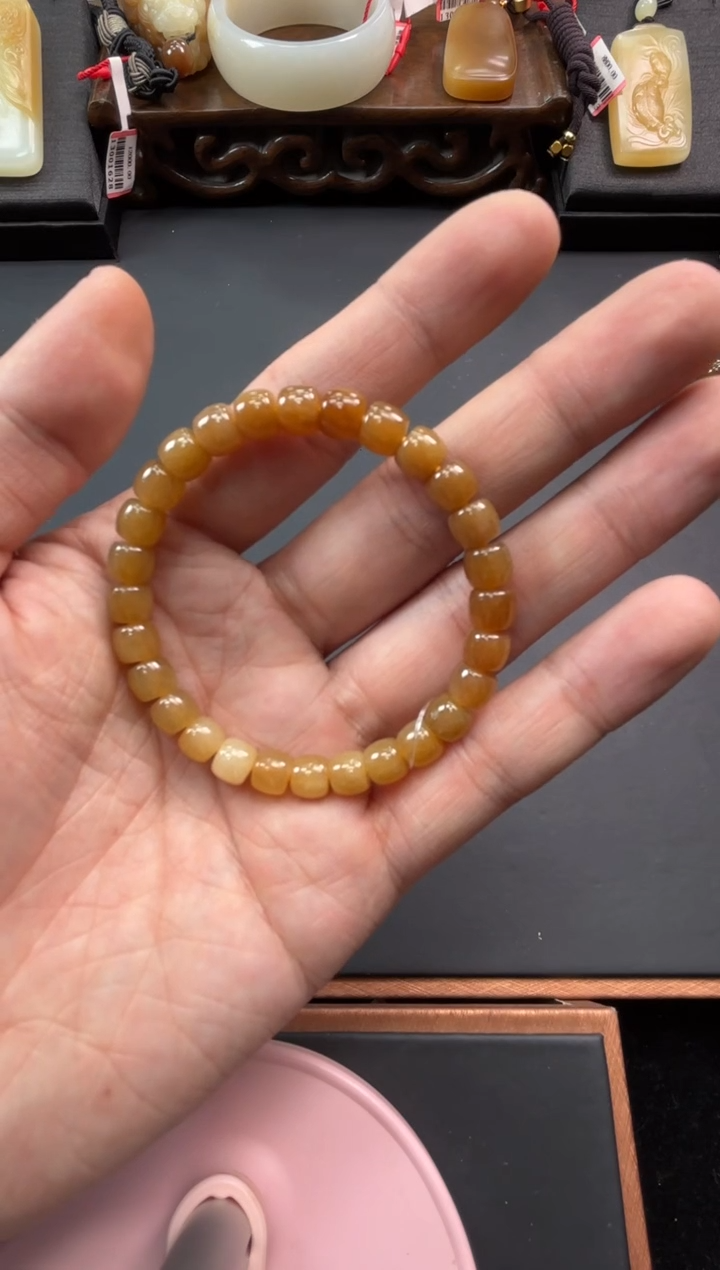 【闪购商品】和田玉手串未镶嵌若羌微色差卡6直切