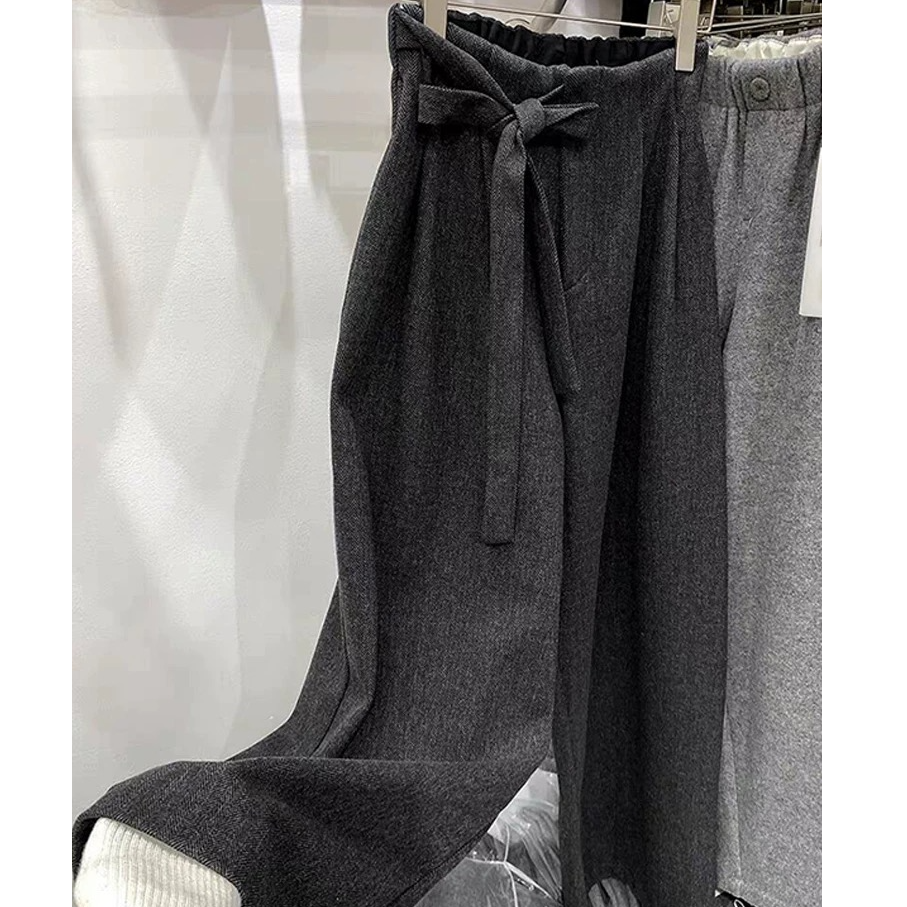 咩绒系带阔腿裤直筒宽松显瘦高腰休闲百搭【6578-1】