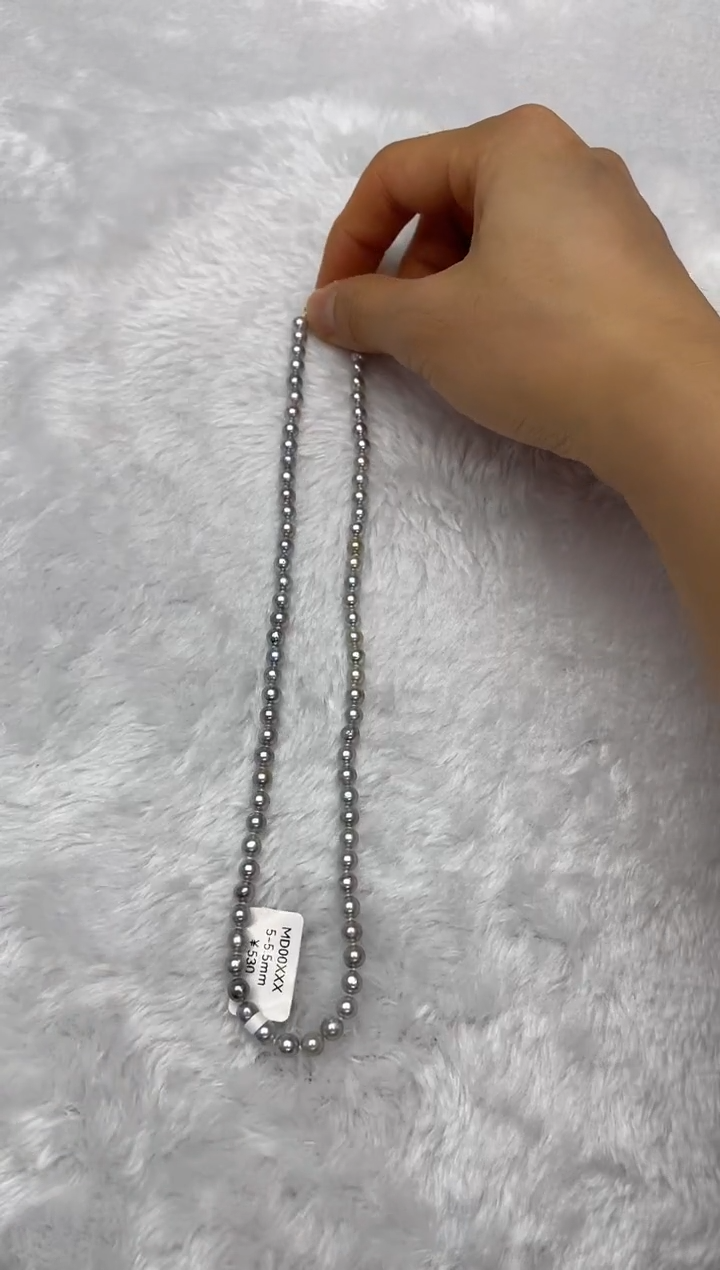 海水珍珠银S925镶嵌项链AK真多麻5-5.5mm
