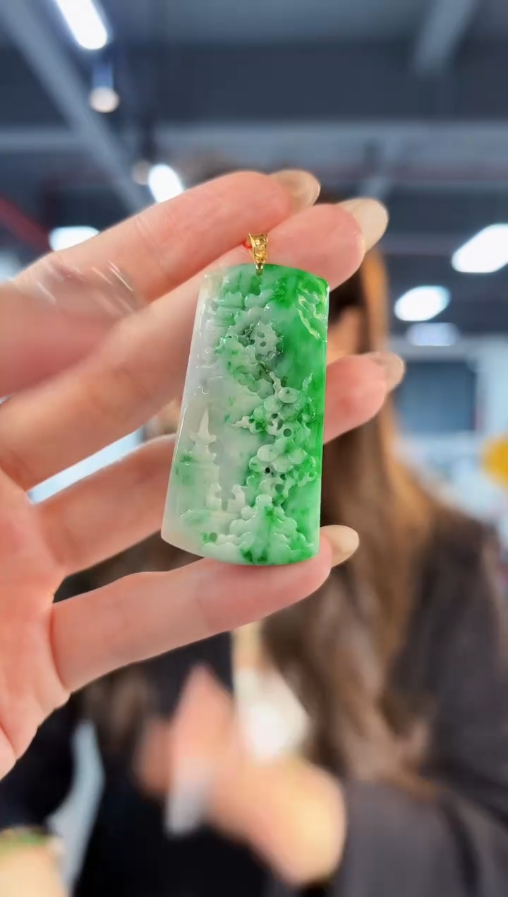 【闪购商品】翡翠颈饰18K金镶嵌缅料A货/支持复检/一件