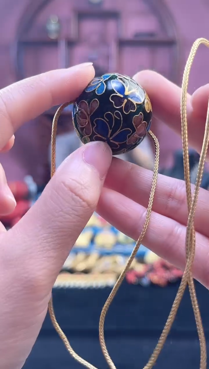 非遗 景泰蓝 3cm珠子 吊坠 墨绿