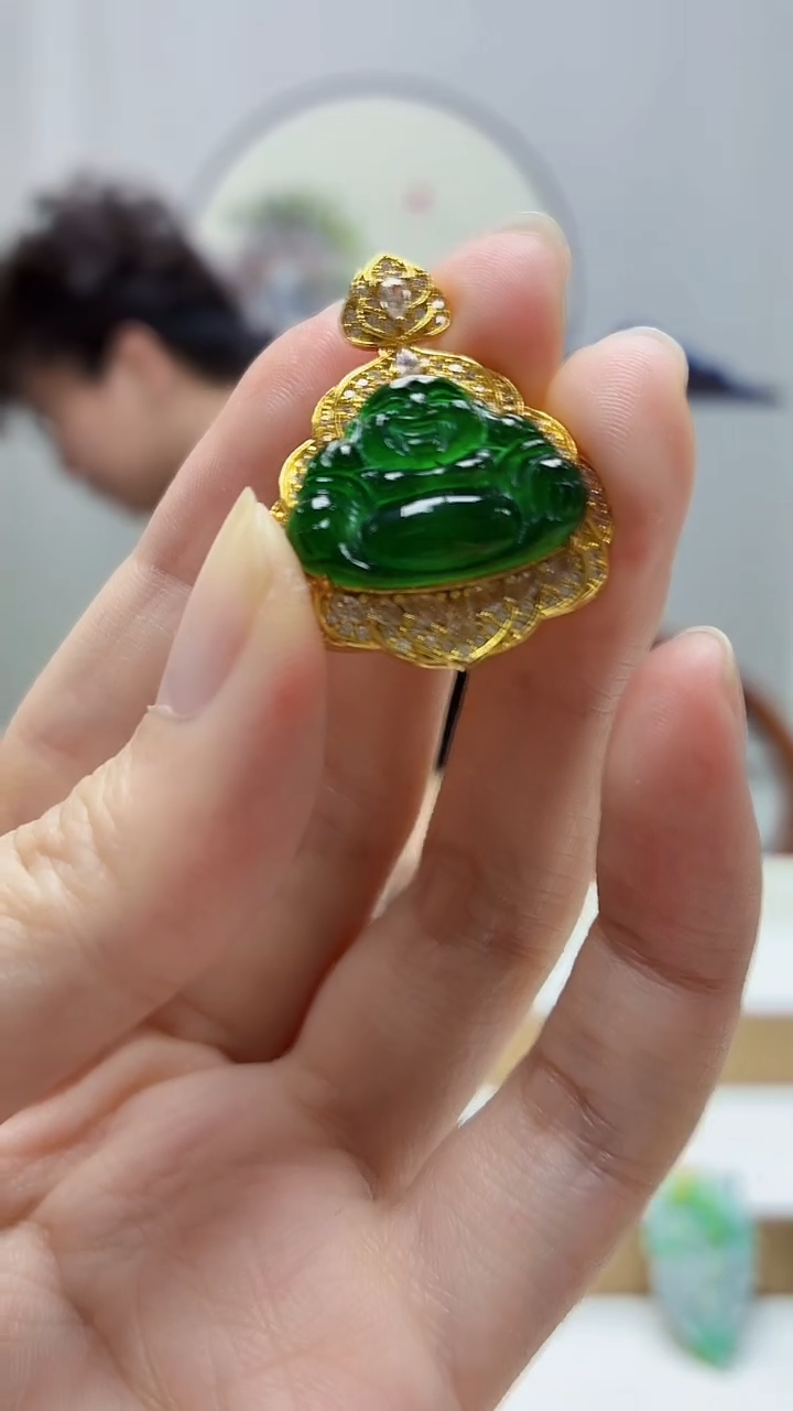 未镶嵌定制翡翠4688zm-毛货挂件71佛公