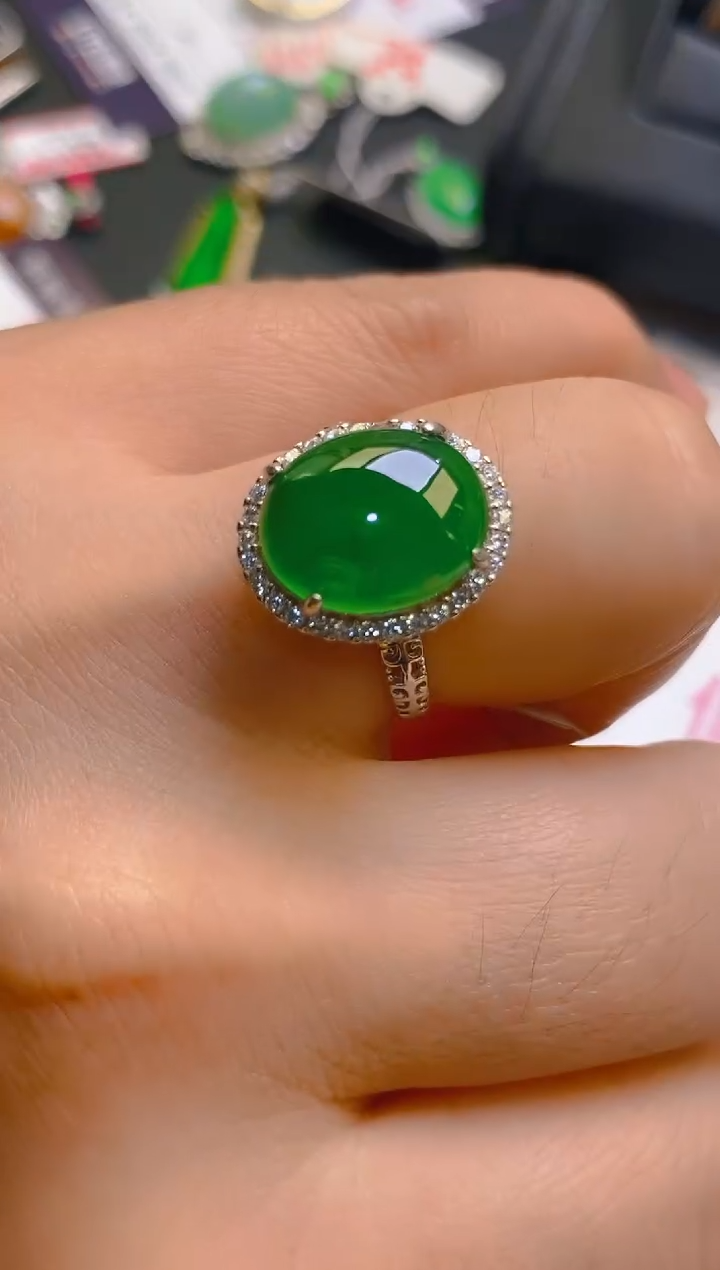 【闪购商品】翡翠耳饰银S925镶嵌天然A货翡翠1