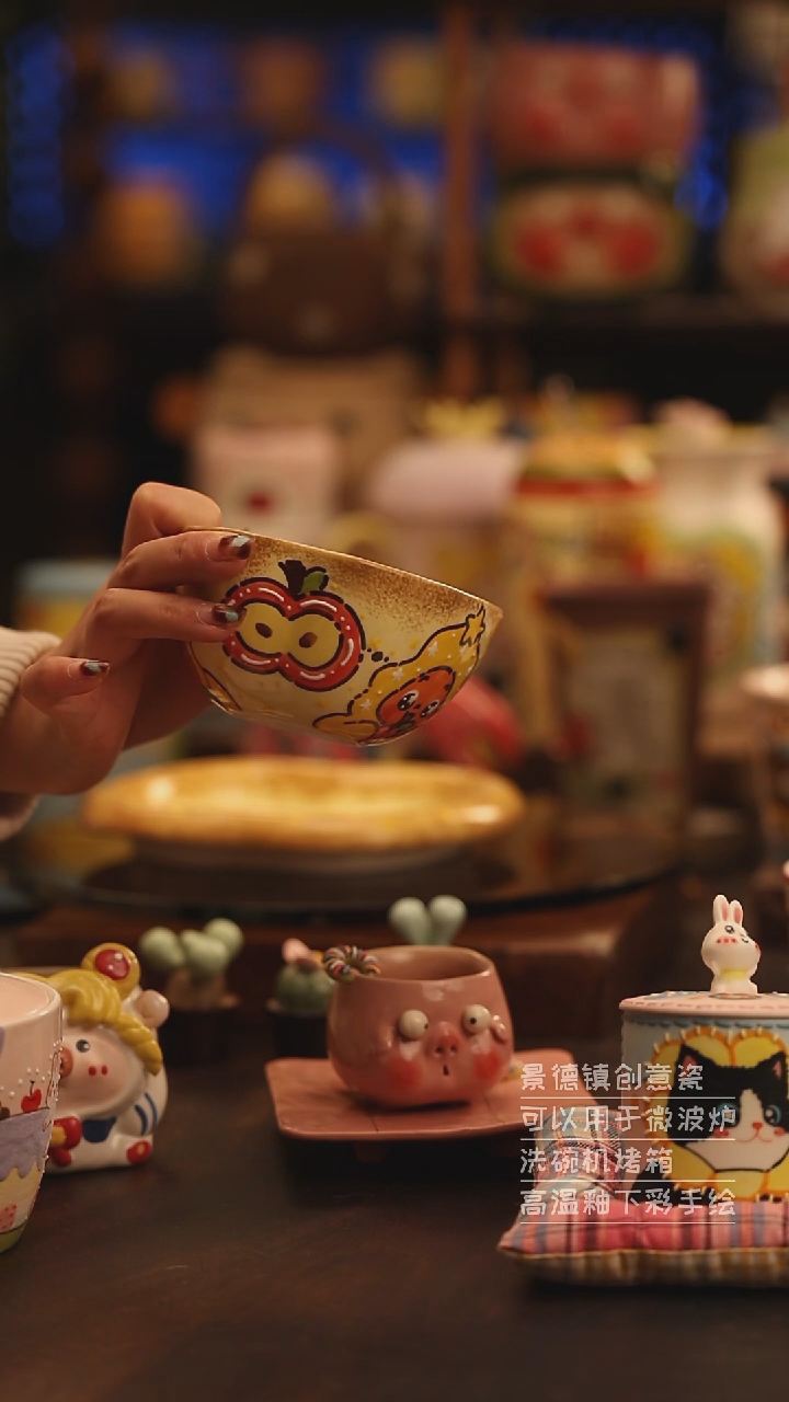 陶瓷景德镇可爱陶瓷釉下彩绘设计师款