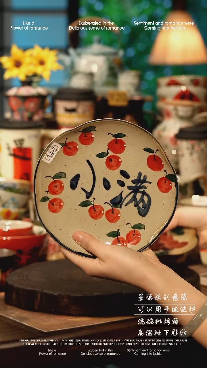 陶瓷景德镇高温釉下彩手工手绘款式@A1207@