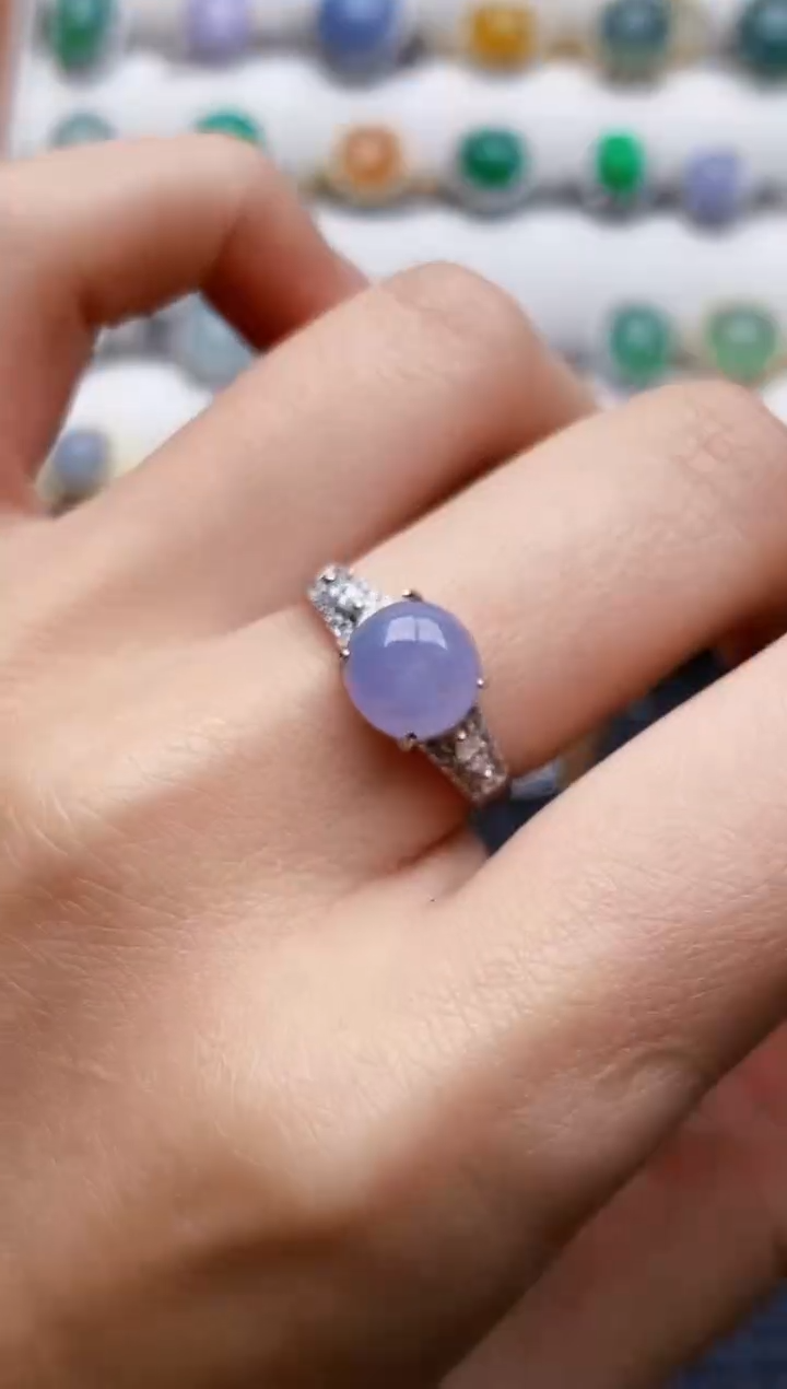 银S925镶嵌戒指翡翠9652