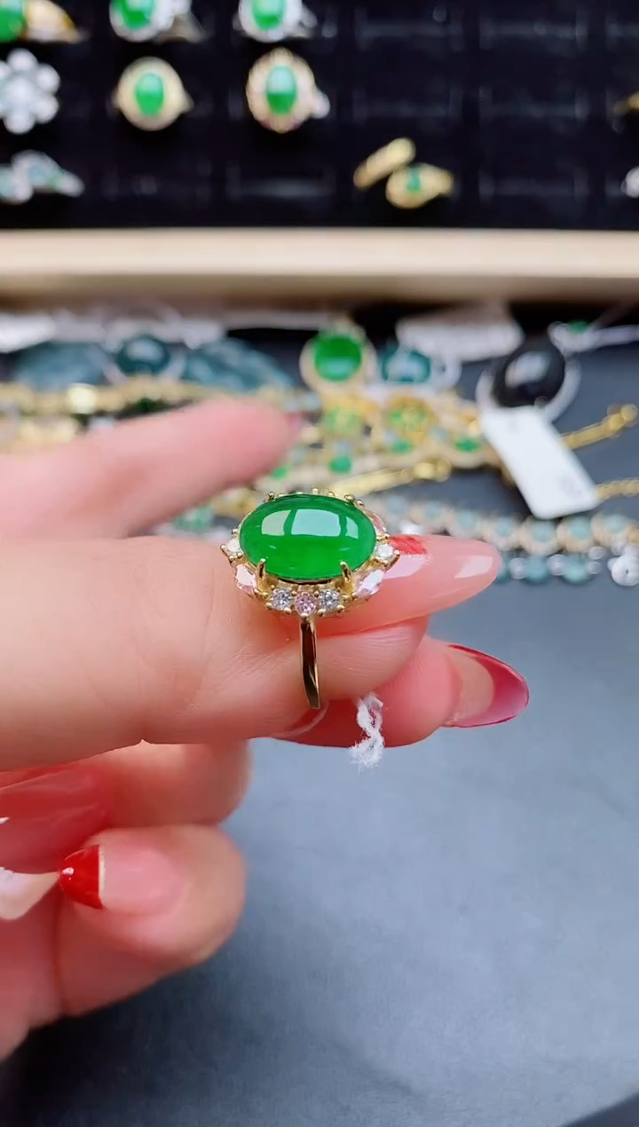 【闪购商品】翡翠戒指银S925镶嵌12121