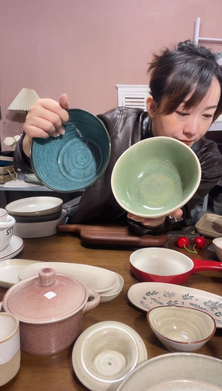 陶瓷微瑕（2个装）绿色螺纹+绿碗